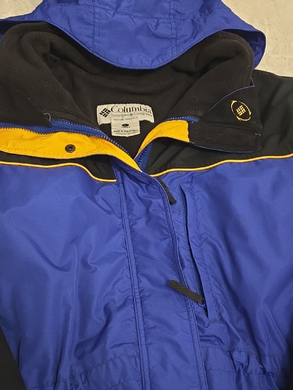 Columbia Womens Boulder Ridge 3in1 Blue/Black Hooded Ski Jacket with Yellow Trim